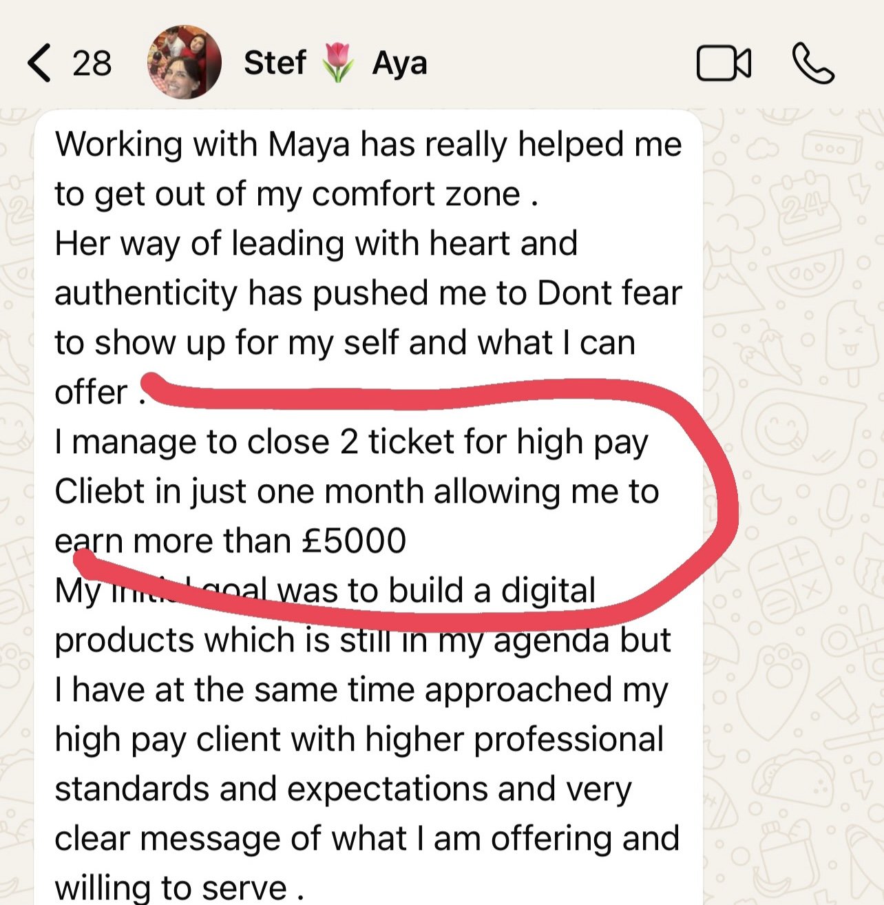 Testimonial from stef.